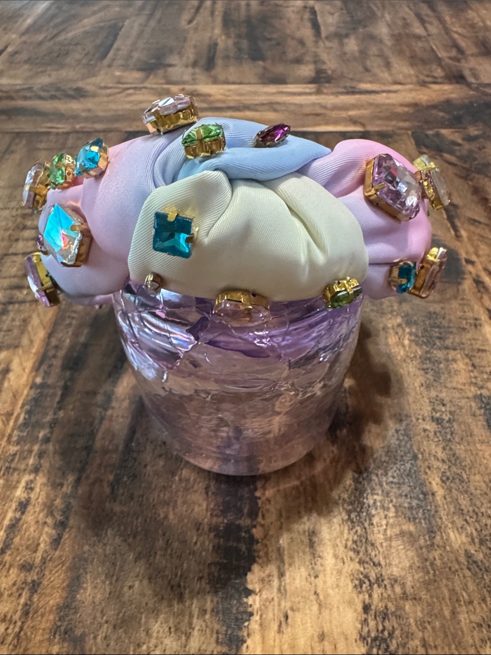 Brianna Cannon Pastel Gemstone Knotted Headband in Pink, Blue & Cream